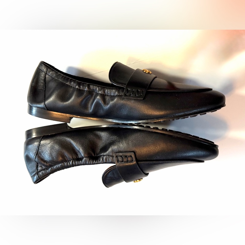Tory Burch Black Leather logo ballet Loafers - Picture 7 of 9